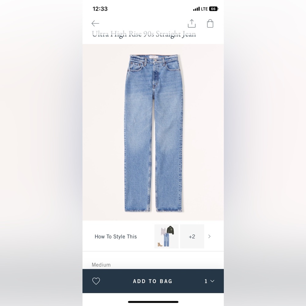 Abercrombie (never worn) 90s Ultra High Rise Straight Jeans